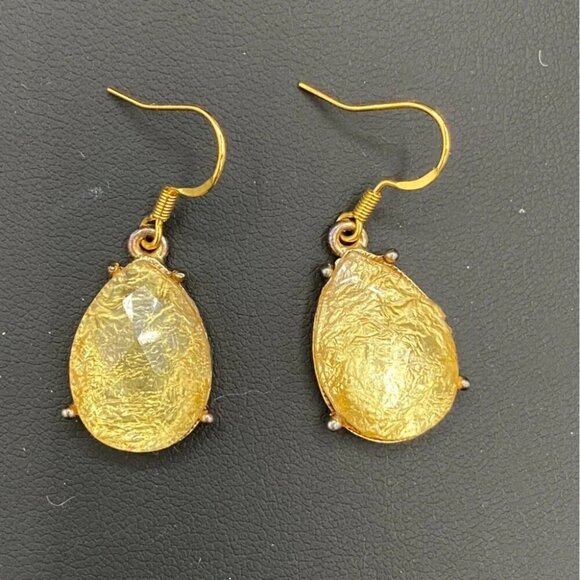 Shimmering Gold Foil Tear Drop Earrings - Picture 8 of 10
